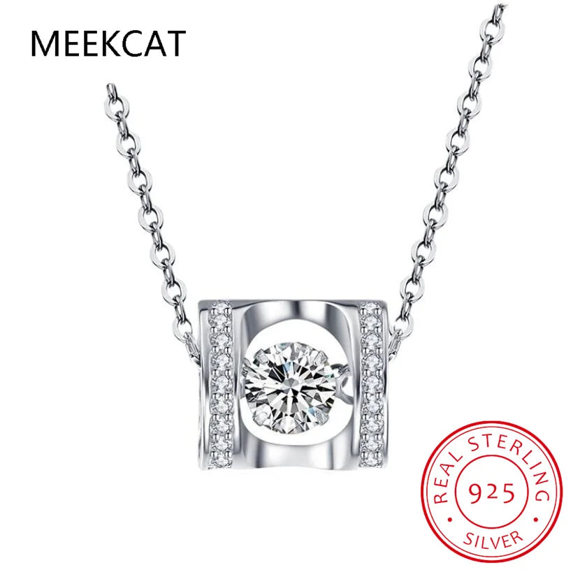 1/0.8 CT Moissanite Pendant For Women Simulated Diamond Necklace S925 Sterling Silver Jewelry Girl Valentine's Day Gift