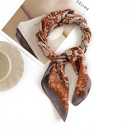 2023 Blooming Cashew Print Square Scarf Women Bandana Hairband Lady Head Wraps Female Shawl Fashion Neckerchief New