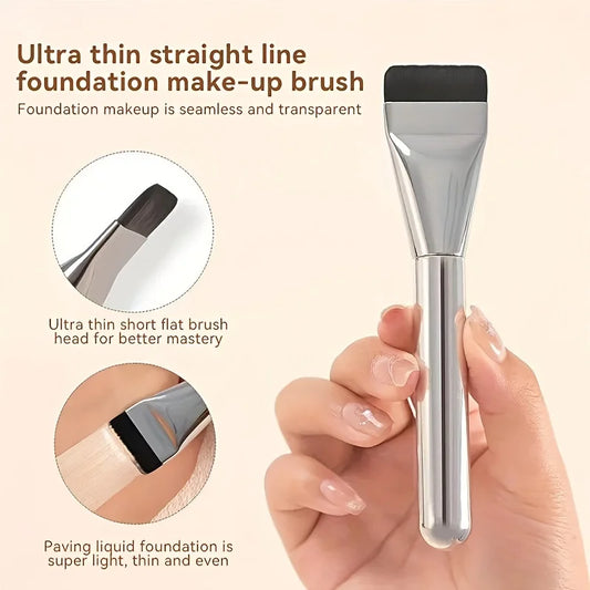 1/2Pc Lightweight Flat Head Brush for Seamless Foundation & Contouring - Precision Palm Tool for All Skin Types