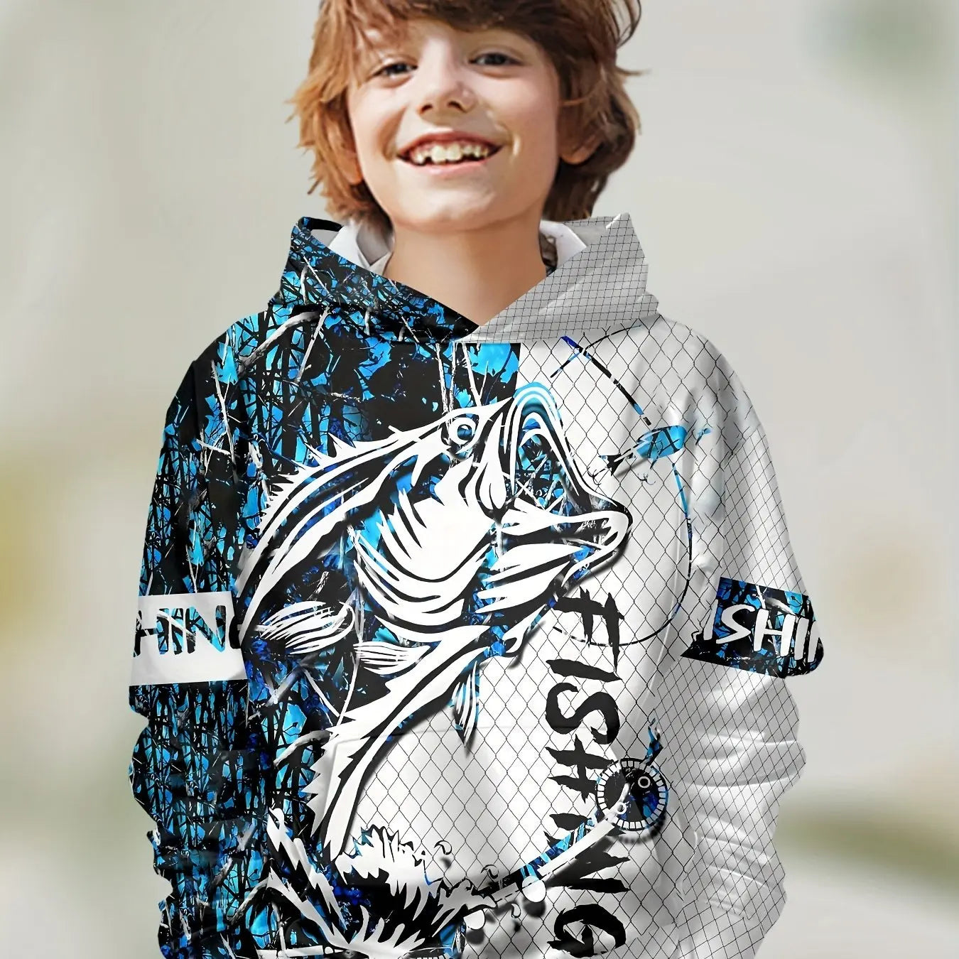 Kids Clothes Boys Hoodies Long Sleeve Creative 3D Fish Print Children Spring Fall Clothes Casual Stylish Outdoor Boys Clothing