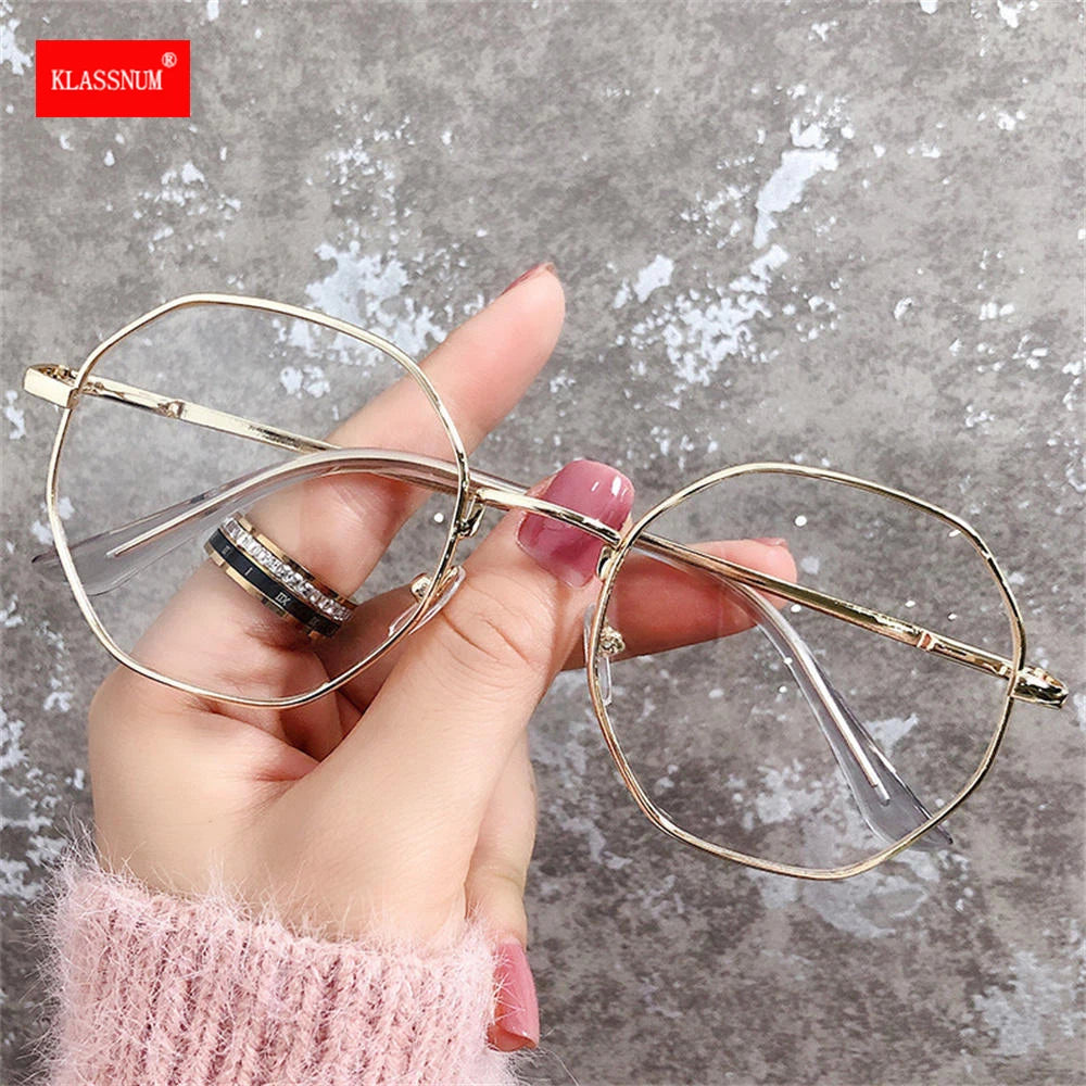 Women Vintage Anti-blue Light Glasses Octagonal FrameComputer Eyeglasses UV400 Optical Eyewear Trendy Transparent Glasses 2022