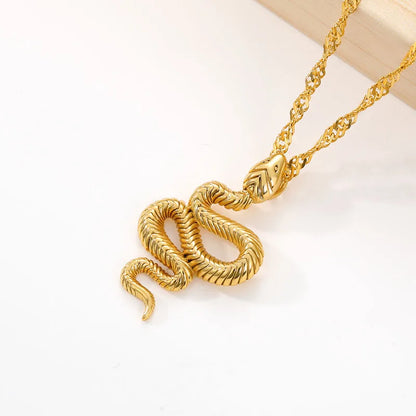 Goth Snake Pendant Necklace For Women Stainless Steel Gold Color Chain Choker Collar Necklace 2024 Trend Aesthetic Jewelry mujer