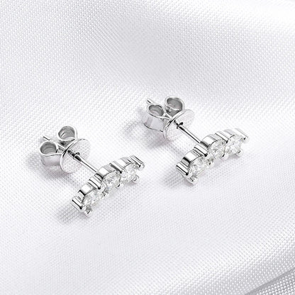 Rhodium Plated 0.6cttw Full Moissanite Stud Earrings