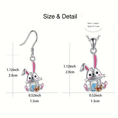 3pcs/set Cute Cartoon Easter Bunny Necklace Earrings