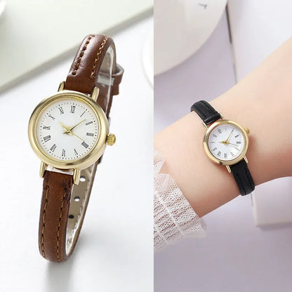 Simple Women's Watches Small Round Girl's Belt Watches