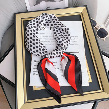 Elegant Dots Striped Women's Polyeater Silk Scarf 2023 Retro Fashion Casual Satin Small Square Wraps Scarves Shawl 70cm