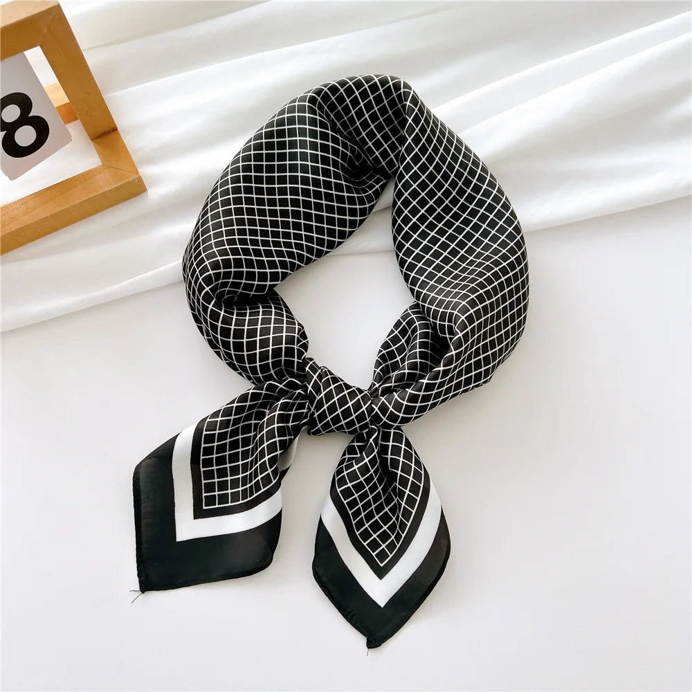 2023 New Print Silk Satin Headkerchief Women Luxury Design Neck Tie Scarf Female Hair Hand Wrist Foulard Shawl Hijab Bandana