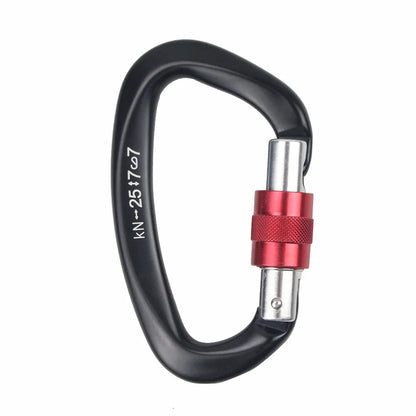 Rock Climbing Carabiner 25kN D-Shape Buckle Safety Screw Lock Spring-Loaded Gate Aluminum Outdoor Mountaineering Kits