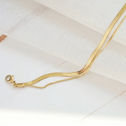 Stylish simple double snake chain stainless steel female anklet timeless gold colour female anklet jewelry