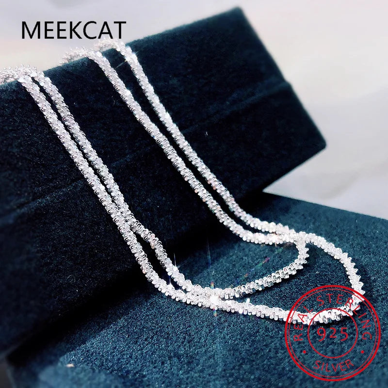 Italian 925 Sterling Silver Sparkling Clavicle Chain Shiny Choker Exquisite Necklace For Women Girls Fine Jewelry Wedding Gift