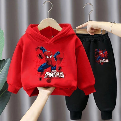 Disney Spring Autumn Children's Clothing Sets Spiderman Boys Sweatshirt+Sweatpant 2pcs Kids Hooded Sport Pullover Set Tracksuit