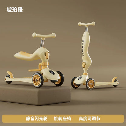 Scooter for Children Folding 3 Wheel Skateboard Tricycle Baby Portable Stroller Hoverboard That Plays Music Balance Multimodal