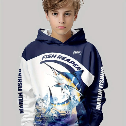 Kids Clothes Boys Hoodies Long Sleeve Creative 3D Fish Print Children Spring Fall Clothes Casual Stylish Outdoor Boys Clothing