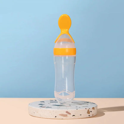 Baby Rice Cereal Bottle Silicone Milk Bottle Squeeze With Spoon Children's Food Supplement Bottle Rice Cereal Spoon Feeder