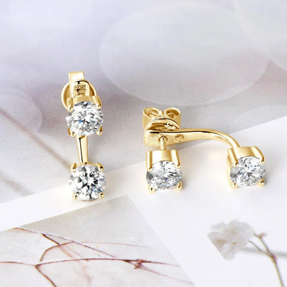 GRA Full Moissanite Stud Earrings Sparkling D Color