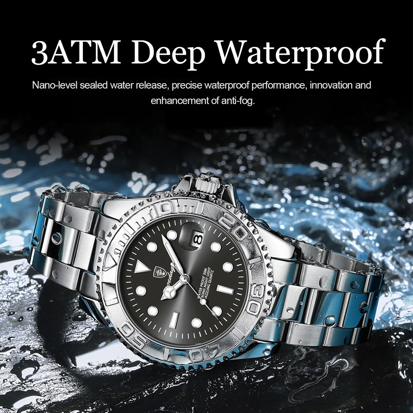 POEDAGAR Luxury Business Men Watch Waterproof Luminous Date Stainless Steel Men's Watches Military High Quality Quartz Man Watch