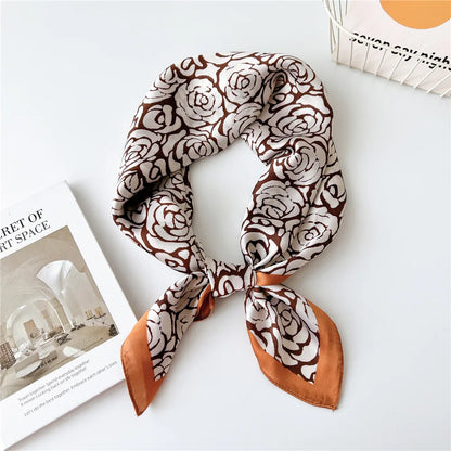 70cm Spring Summer Florals Printed Women Scarf Casual Fashion Neckerchief Shawl Wrap Square Headscarves Headware 2023 New