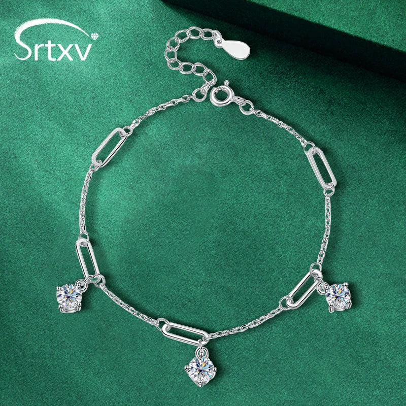 Full D Color Moissanite Bracelets for Women 1.5CTTW S925 Sterling Silver Lucky Bangles Wedding Birthday Party Xmas Gifts Jewelry