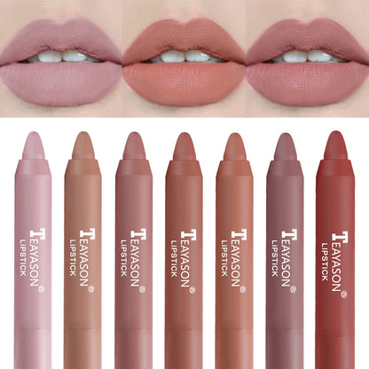 Nude Velvet Matte Lipstick Long Lasting Waterproof Color Rendering Non-stick Cup Lipstick Pens Lips Liner Pencil Woman Cosmetics