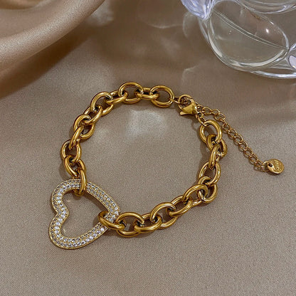 Luxury Rhinestones Love Heart Chain Bracelet