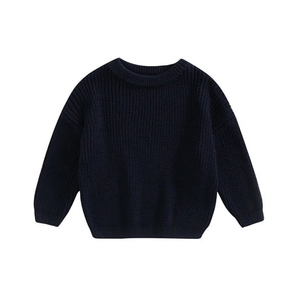 Suefunskry Newborn Baby Girl Boy Knitted Long Sleeve Autumn Winter Sweater Solid Loose Pullover Casual Tops Kids Clothes 3M-5Y