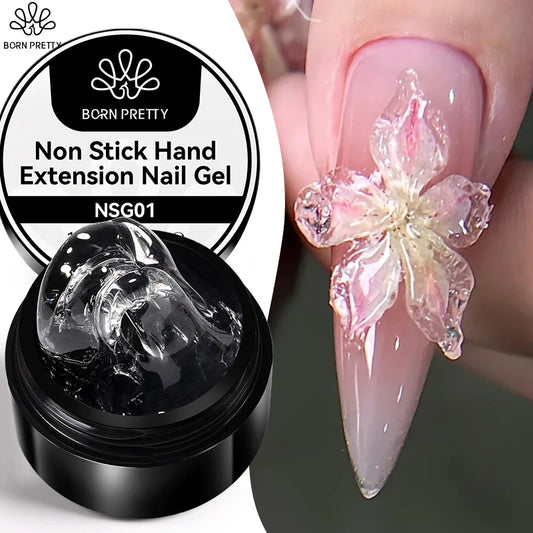 BORN PRETTY 15ml Clear Non Stick Hand Extension Gel Nail Polish for 3D Shaping Nail Art Solid Milky Jelly Hard Gel for Fake Nail