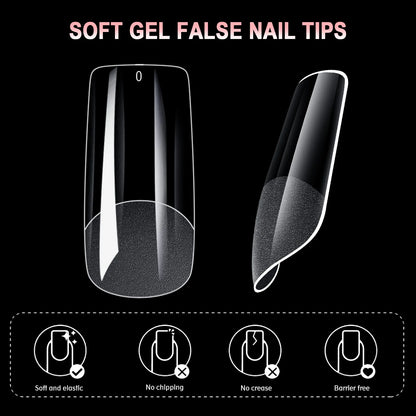 600Pcs Full Cover Press On Nail Tips Stiletto Almond Square Coffin French False Fake Soak Off Gel Nail Extension Tips Capsule