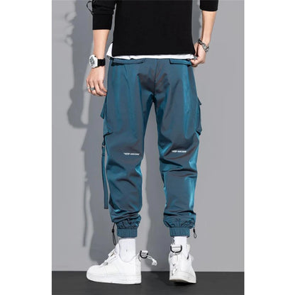 Thin Streetwear Casual Pants Men Ribbons Harem Jogging Pants Male Slim Fit Spring Cargo Pants Multi-Pockets Women Trouser K12