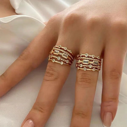 2024 Nwe Stainless Steel 18 K Gold Plated Sun Rings for Women Natural Stone Inlaid in Hollow Metal Texture Ring Trendy Jewelry