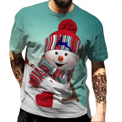 Men' Top Merry Christmas Graphic Man Santa Claus 3D Print Tshirt Male Casual Clothes Elk T Shirts Male Loose Top O-neck Tees