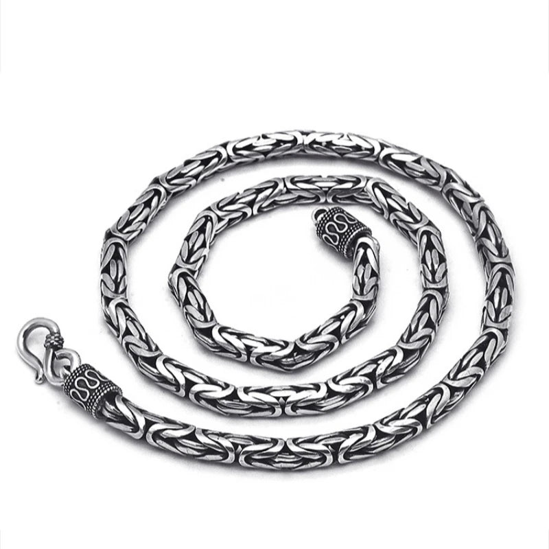 BOCAI S925 Sterling Silver Necklace for Women Men New Fashion Thick 4mm 5mm 6mm 7mm Twist-Chain Argentum  Jewelry