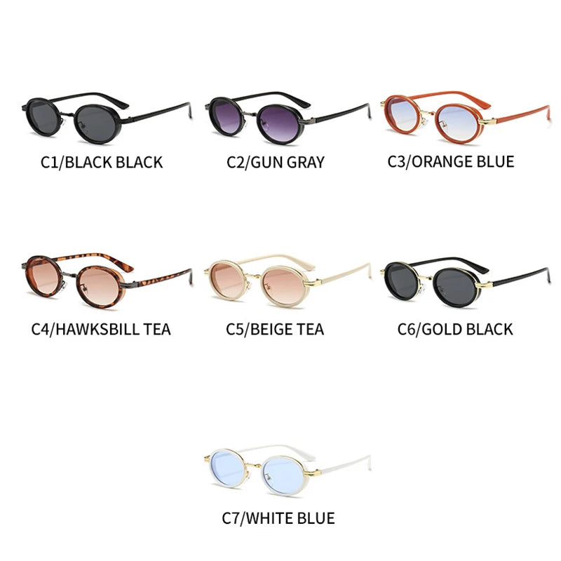 New Retro Style Oval Sunglasses Women Vintage Small Punk Future Sun Glasses Female Brand Gradient Glasses Goggles Shades