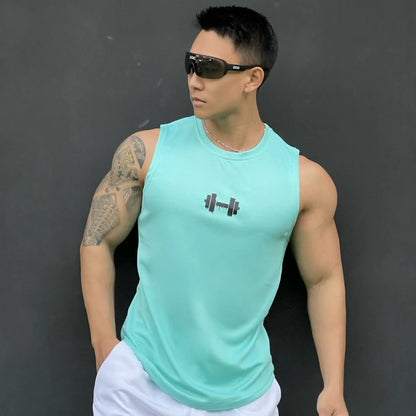 NEW Summer Fitness Sports Tank Top Men's Breathable Loose Fit Training Sleeveless T-shirt Quick Drying vest male Fitness tops