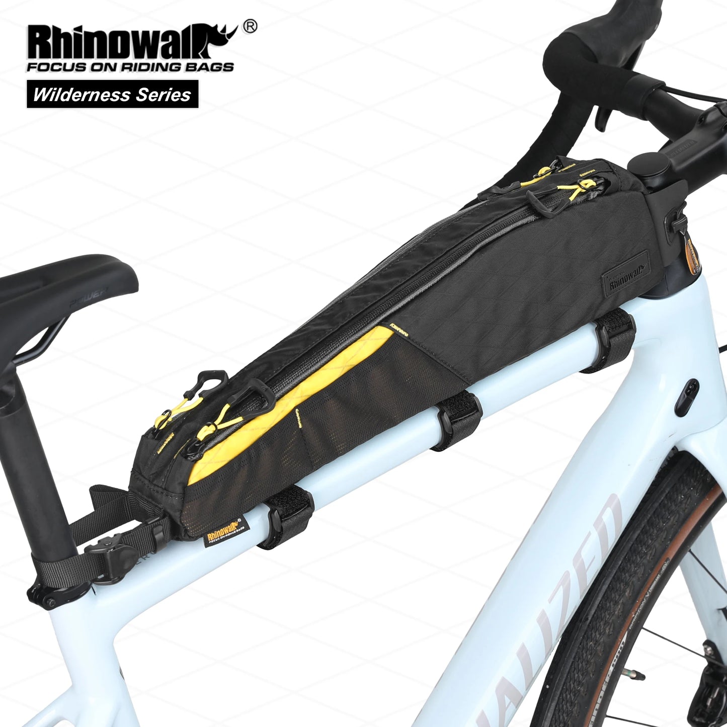 Rhinowalk BIke Large Top Tube Bag Extra Long Water-Resistant Bikepacking For MTB&Road Bike With 18 Inch Or Larger Frame Length