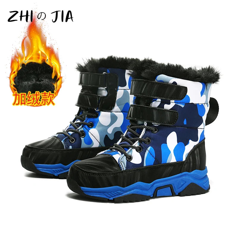 New Winter Children's Snow Boots Boys Girls Fashion Print Comfortable Soft Warm Boots Outdoor Play Sports High Top Cotton Shoes