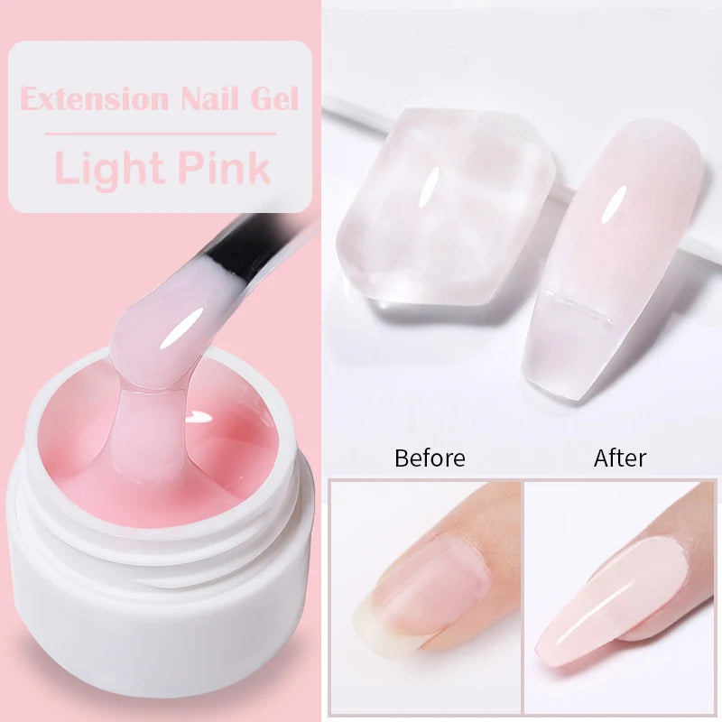 LILYCUTE 8ML Clear White Pink Non Stick Hand Solid Extension Gel Nail Polish