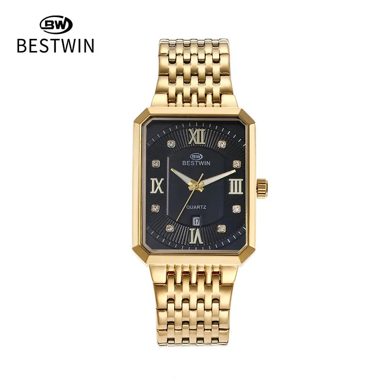 Square Men Gold Wrist Watches 2024 Rose Gold Stainless Steel Men Watches for Male Clock Date Relogio Masculino Luxury Brand Top