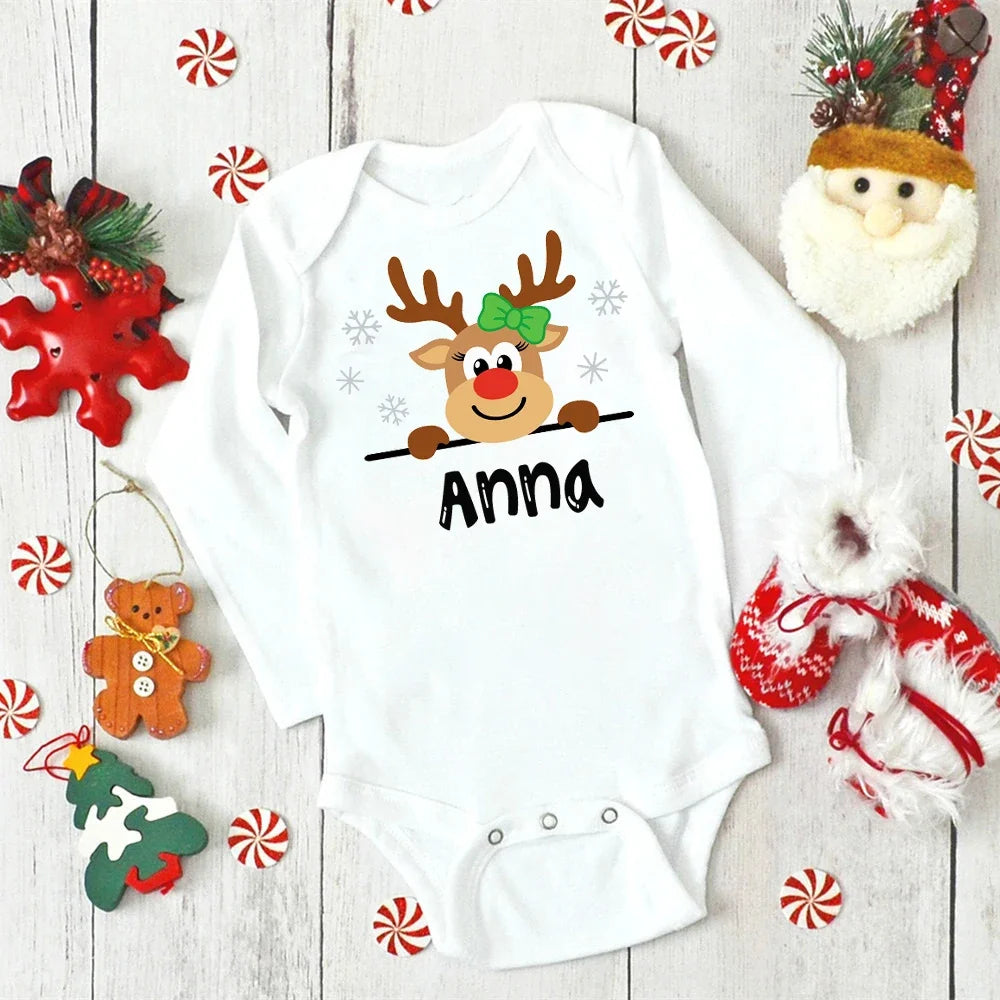 Custom Name Baby Christmas Bodysuits Outfits