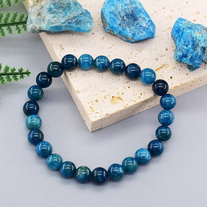 Original Reiki Blue Apatite Beads Bracelets Men Women Natural Stone