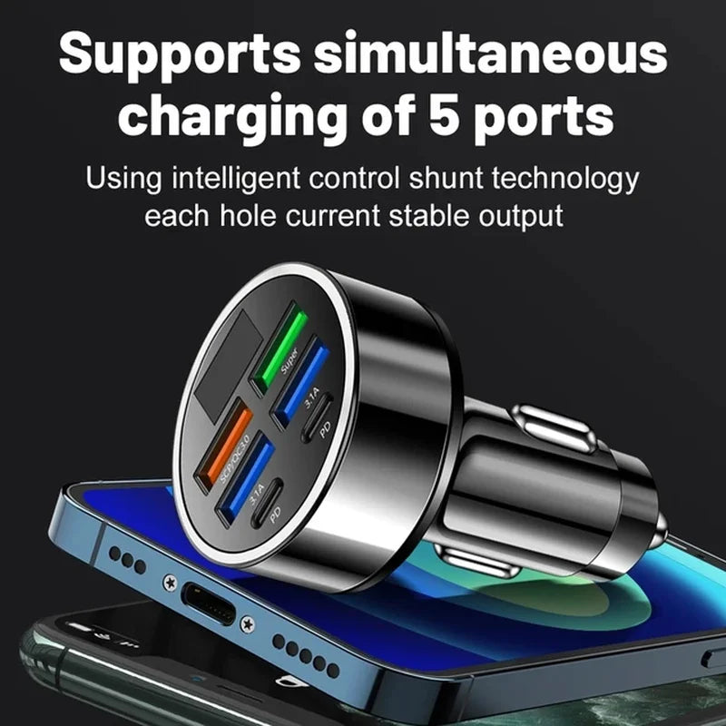 100W 6 Ports Car Charger Fast Charging