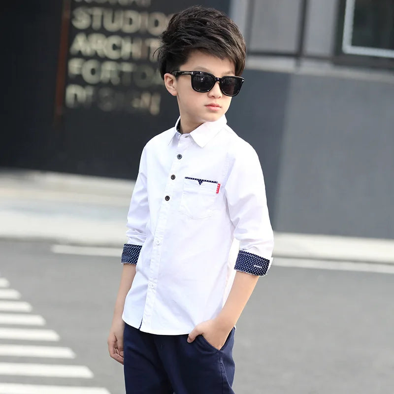 2024 Teenager Kids Boys Clothes Children Shirts Fashion School Casual Tops Cotton Boys Shirts 5 6 7 8 9 10 11 12 13 14 15 Years