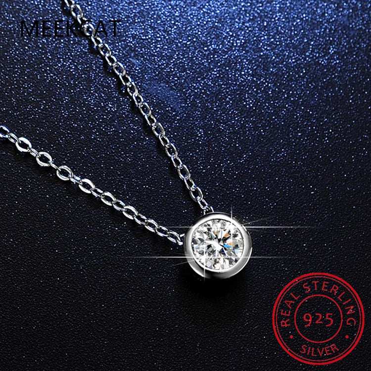 4mm 0.3ct D Color Moissanite Round Brilliant Cutting 18K Gold Plated 45cm 925 Sterling Silver Necklaces Wholesale