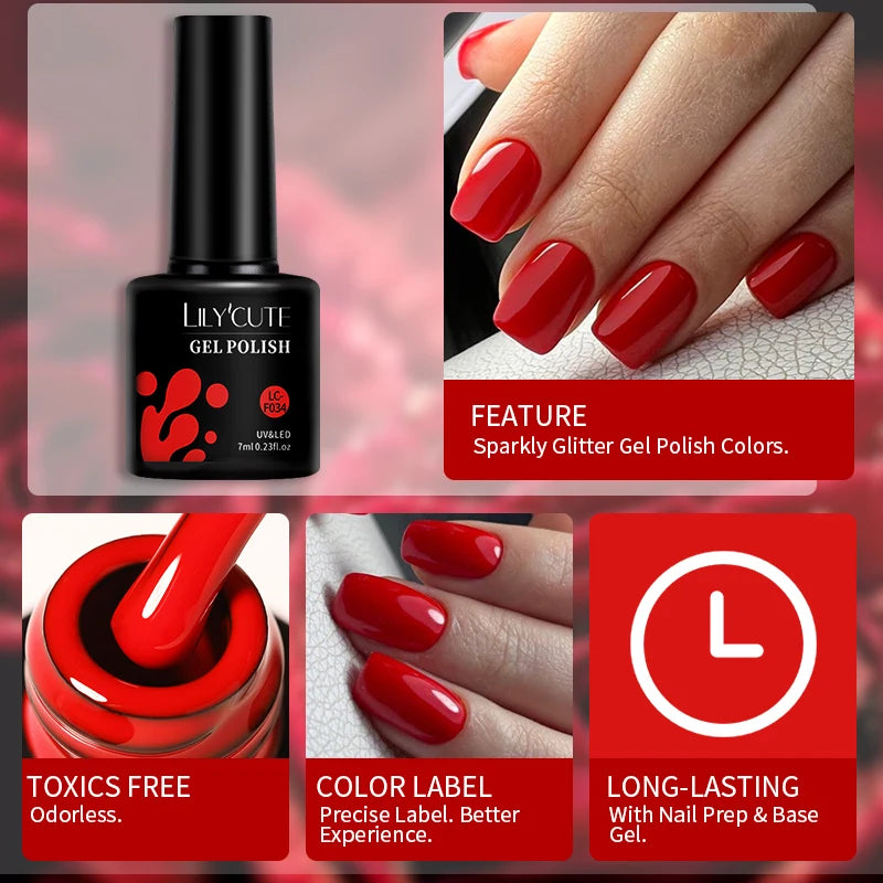 7M Nail Gel Polish Red Colorful For Manicure