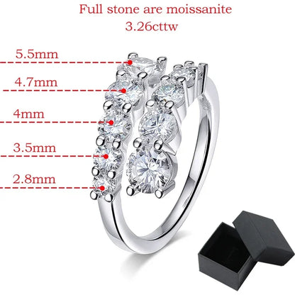 10 Gems Full Moissanite Rings Sparkling Flawless S925 Sterling Silver Jewelry