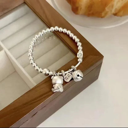 New Arrival Strawberry Bear Fortune Bell 925 Sterling Silver Female Charm Bracelet Jewelry For Women Birthday Gifts No Fade