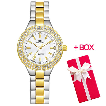 Golden Women Wrist Watches For Ladies Dress Watch Women Montre Femme Crystal Diamond Watches Stainless Steel Silver Clock