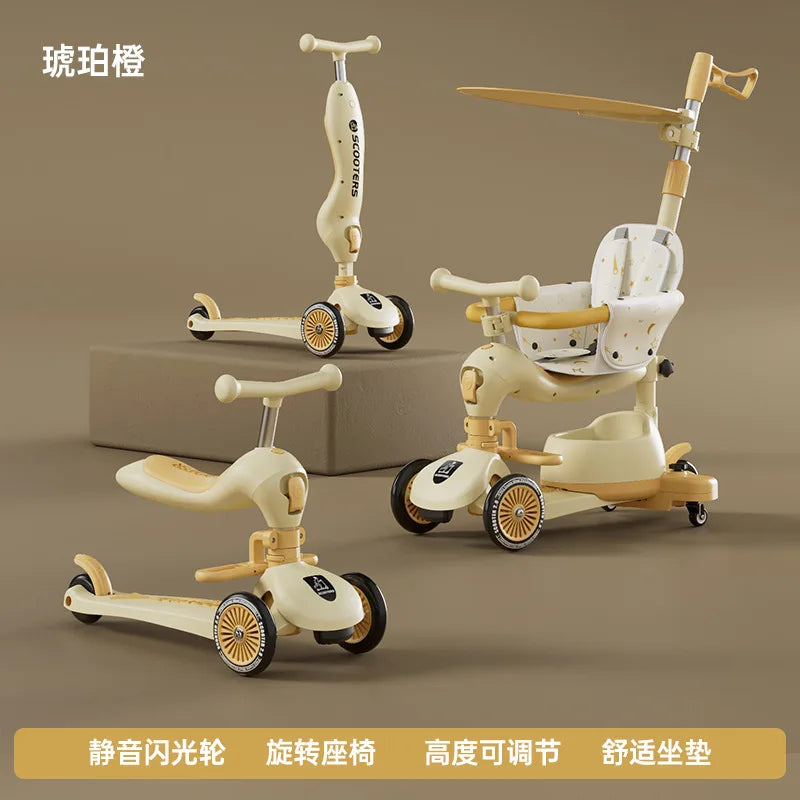 Scooter for Children Folding 3 Wheel Skateboard Tricycle Baby Portable Stroller Hoverboard That Plays Music Balance Multimodal