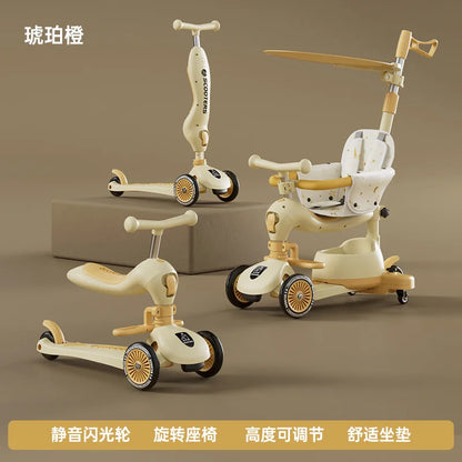 Scooter for Children Folding 3 Wheel Skateboard Tricycle Baby Portable Stroller Hoverboard That Plays Music Balance Multimodal