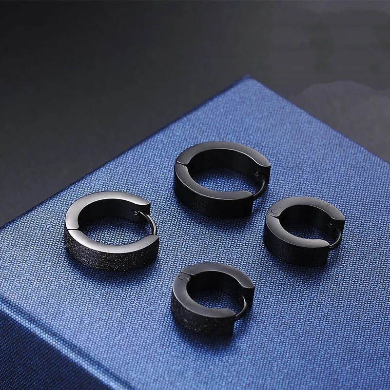 Hip-Hop Jewelry 925 Silver Earrings Tide Black Male Ear Clips Female Single Earrings Wholesale