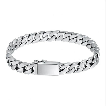 100% S925 Sterling Silver Bracelet 8MM Punk S925 Silver Jewelry Never Fade Carry certificate Men Women Jewelry Gifts